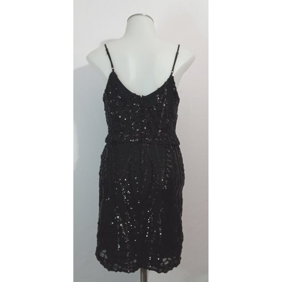 Windsor Lissie Black Formal Sequin Mini Dress Fully Lined Bodycon Sz 1/2 - Picture 4 of 9